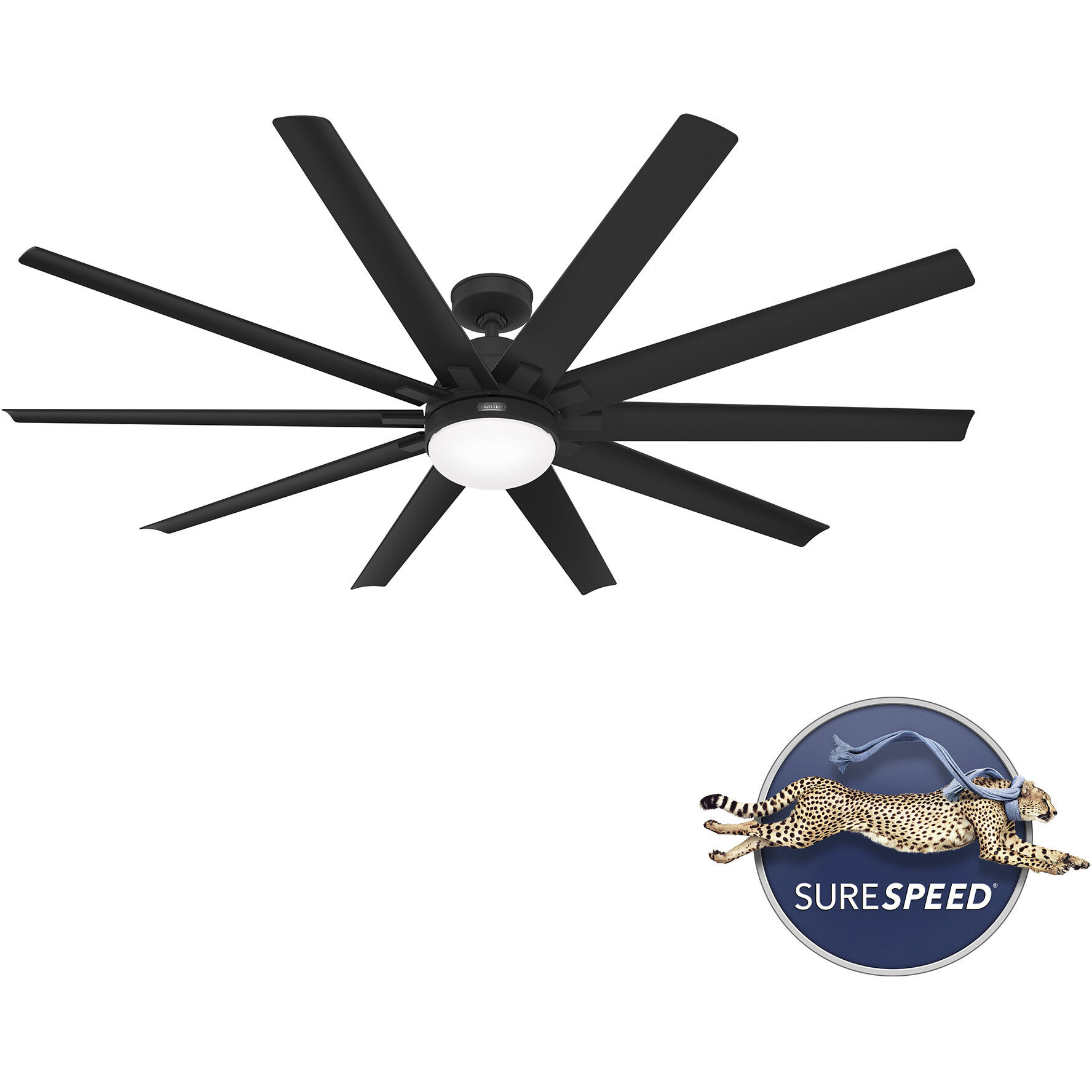 Hunter Fan 52618 Overton 72 inch Matte Black Outdoor Ceiling Fan