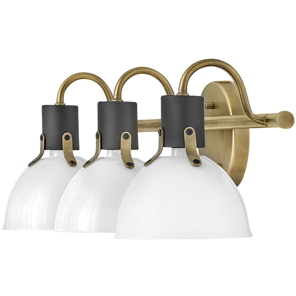 Argo 3 Light 24.5 inch Heritage Brass with Black Vanity Light Wall Light