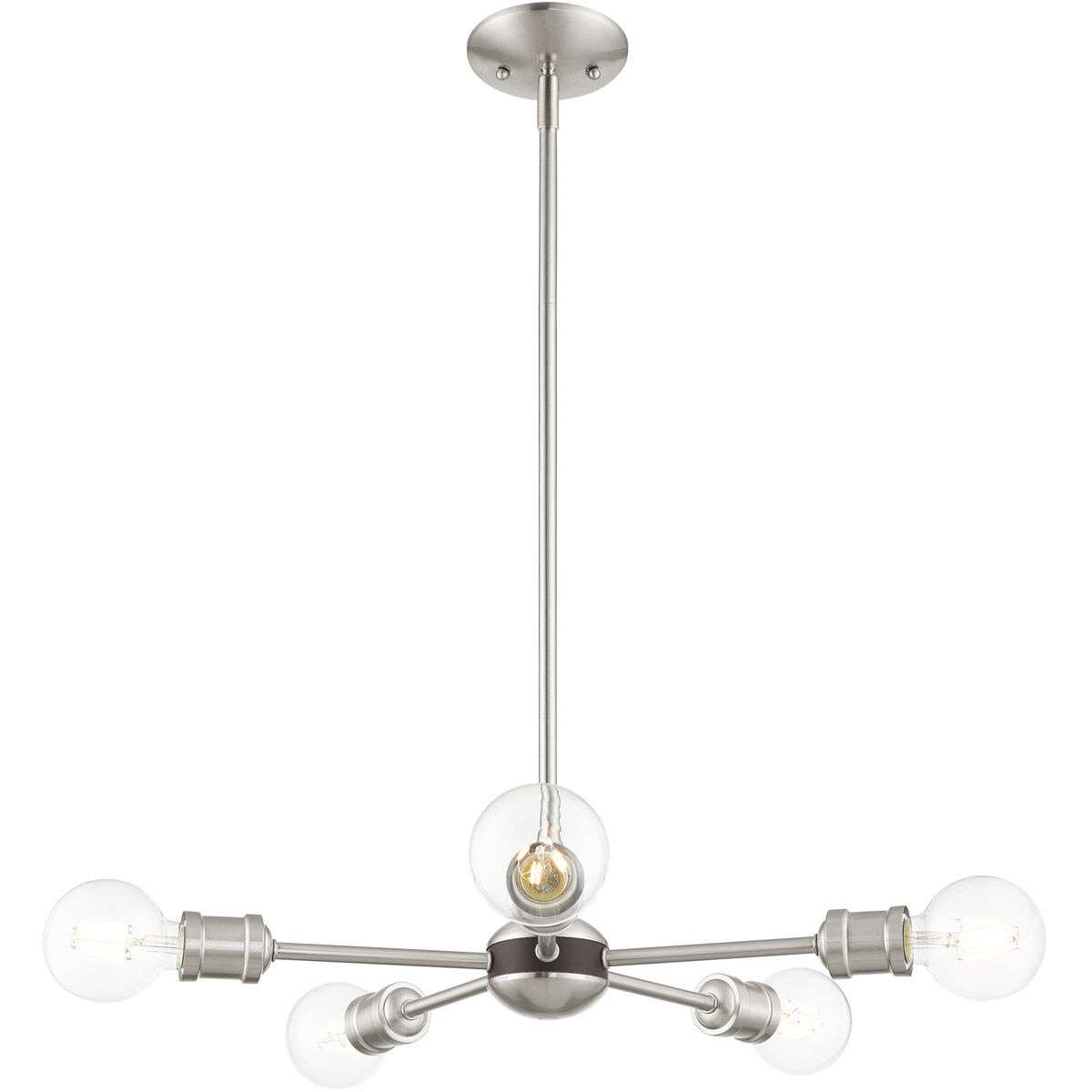 Lansdale 5 Light 19 inch Brushed Nickel with Bronze Accents Chandelier Ceiling Light