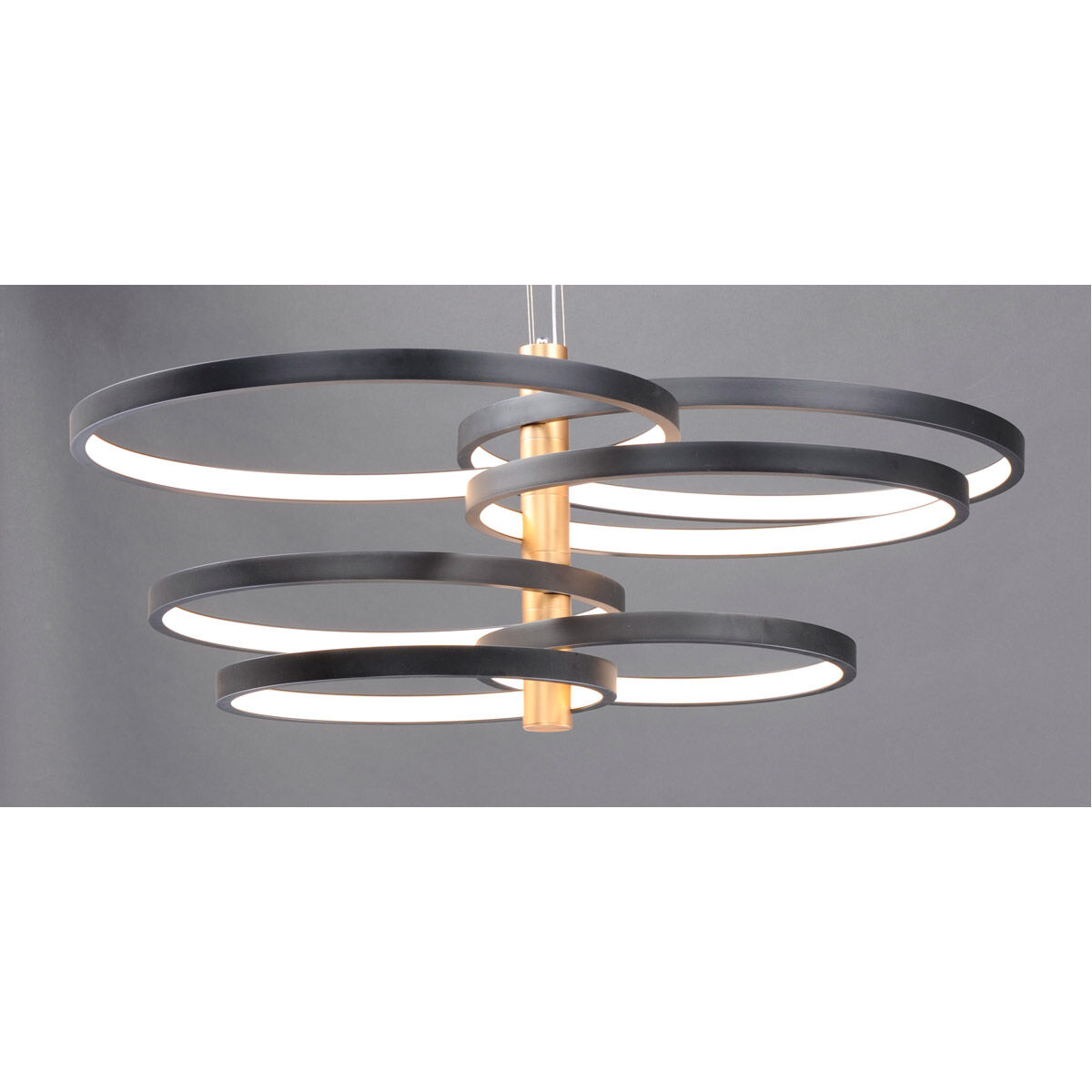 Hoopla LED 45.25 inch Black and Gold Multi-Light Pendant Ceiling Light
