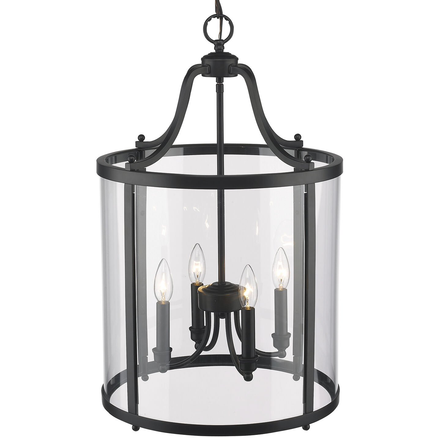 Payton Pendant Ceiling Light in Matte Black, Caged