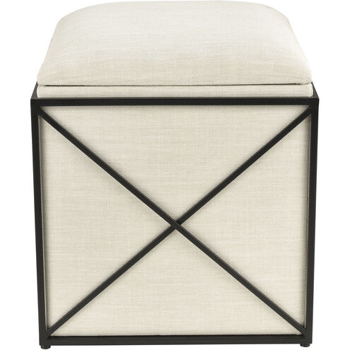 Axel 17.75 inch Beige with Black Storage Ottoman