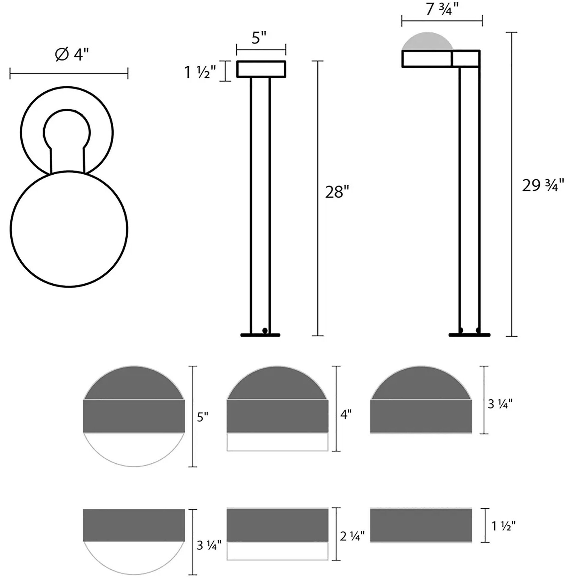 Reals 12V 10 watt Textured Gray Bollard