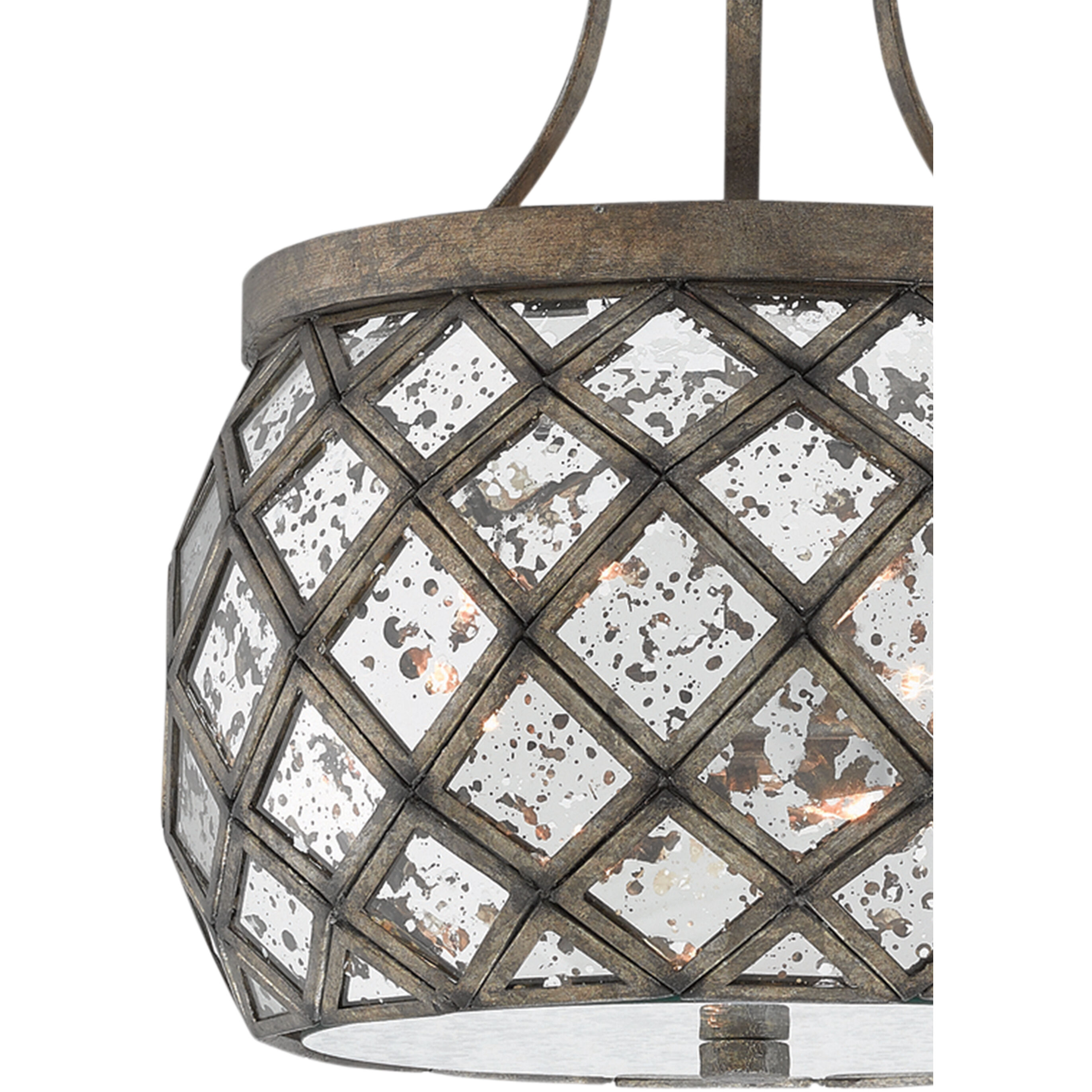 Buckminster 3 Light 14.25 inch Pyrite Bronze/Raj Mirror Semi-Flush Mount Ceiling Light