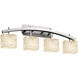 Alabaster Rocks 4 Light 35.5 inch Brushed Nickel Vanity Light Wall Light in Rectangle, Incandescent