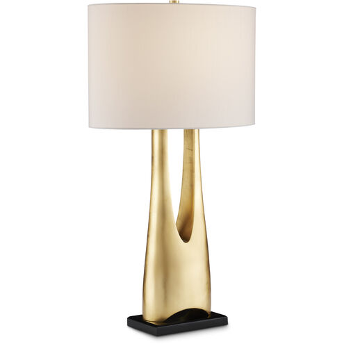 La Porta 31.75 inch 150 watt Contemporary Gold Leaf and Black Table Lamp Portable Light