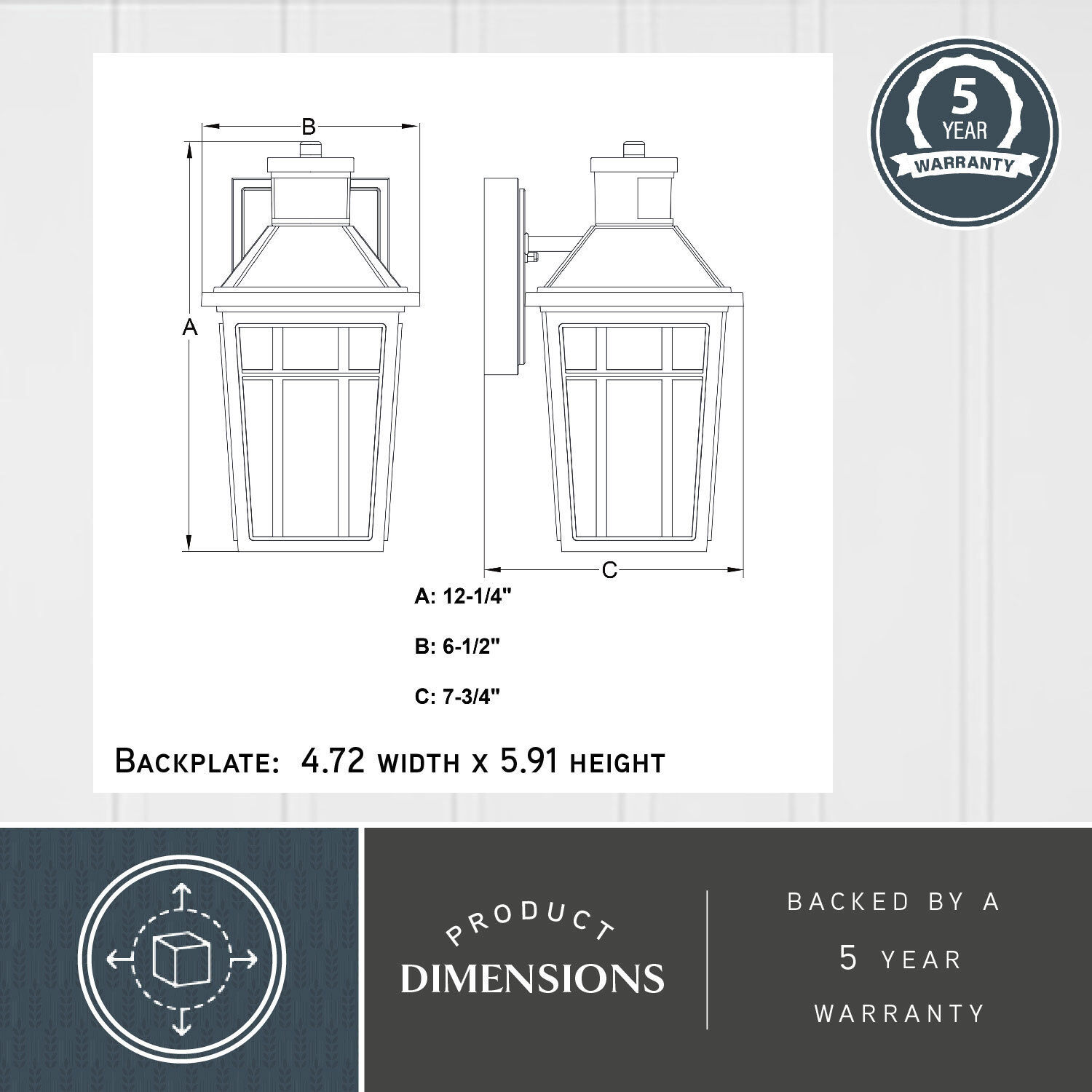 Garfield Park 1 Light 12.25 inch Textured Black Outdoor Wall Light