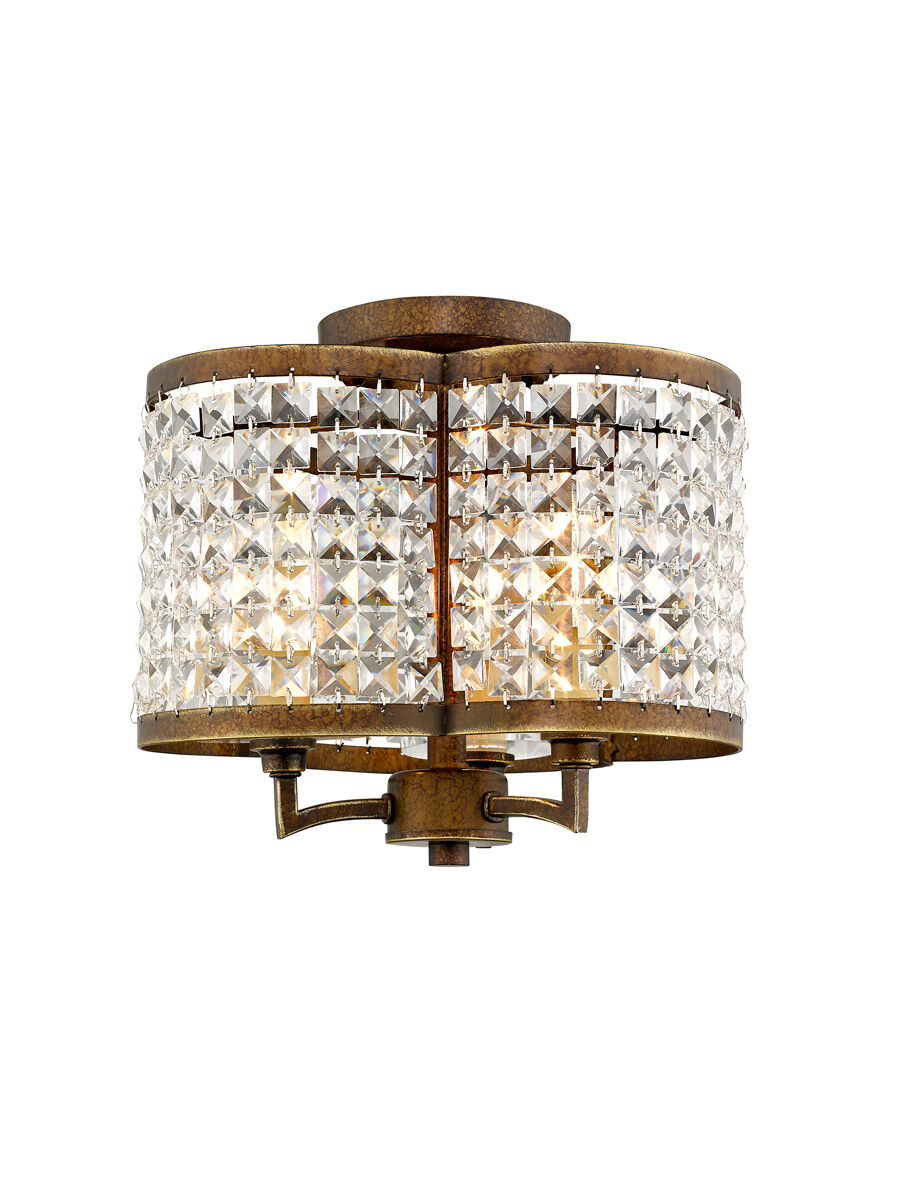 Grammercy 3 Light 12 inch Hand Painted Palacial Bronze Semi-Flush Mount Ceiling Light