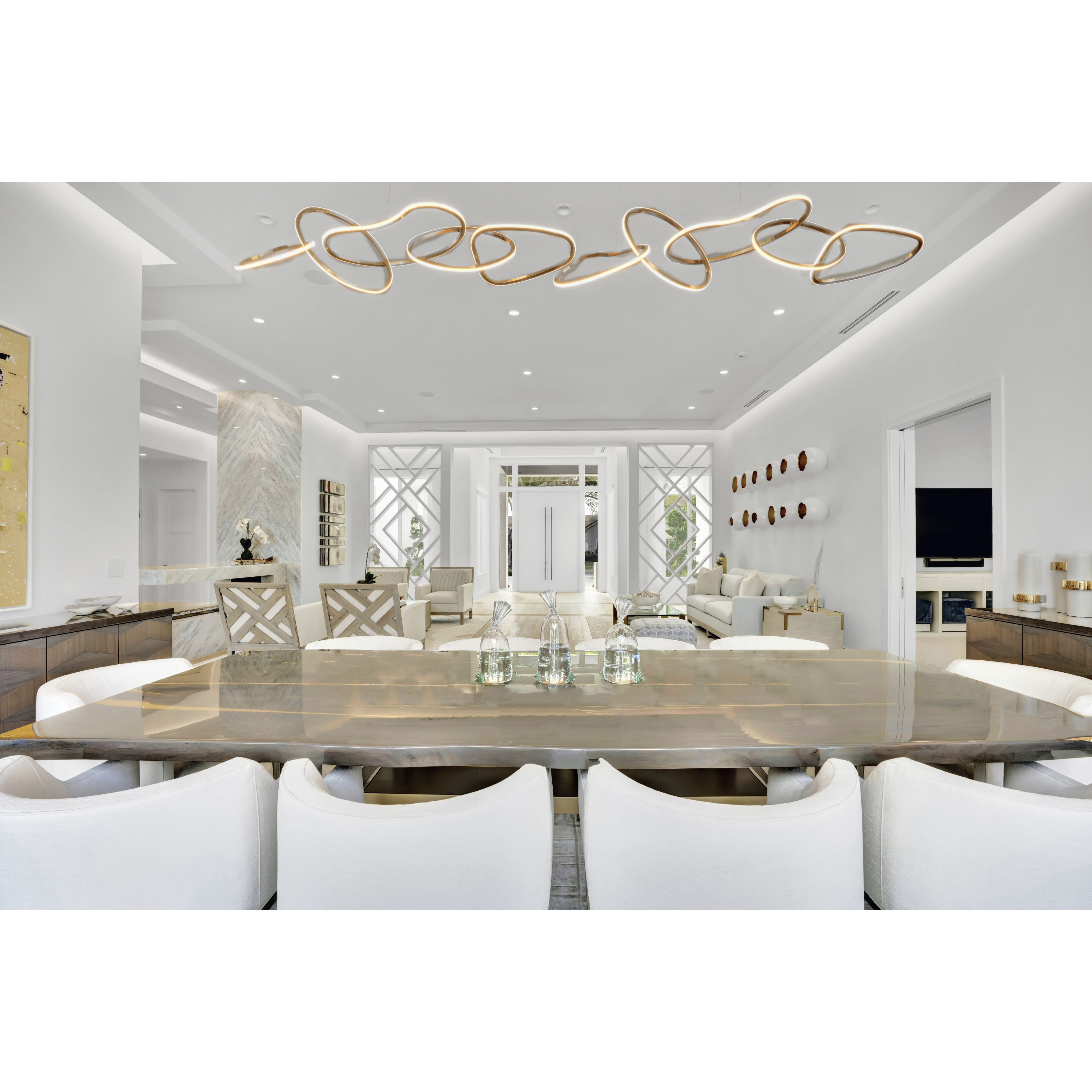 Unity LED 55 inch Brushed Champagne Linear Pendant Ceiling Light