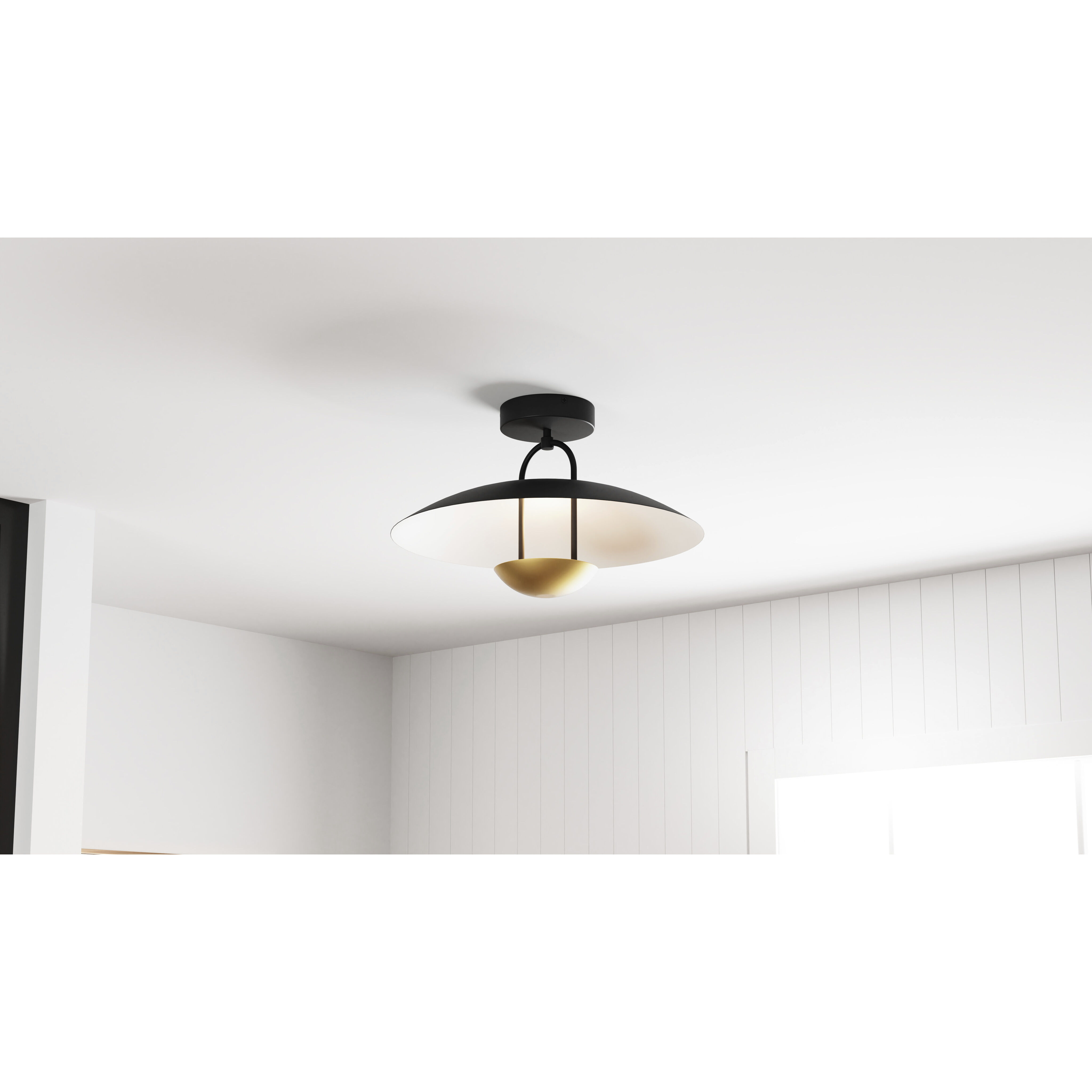 Bingham LED 18 inch Matte Black Semi-Flush Mount Ceiling Light, Large