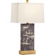 Pam Cain 28 inch 100.00 watt Plum/Cream/Antique Gold Table Lamp Portable Light