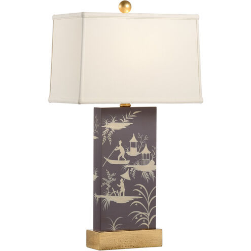 Pam Cain 28 inch 100.00 watt Plum/Cream/Antique Gold Table Lamp Portable Light
