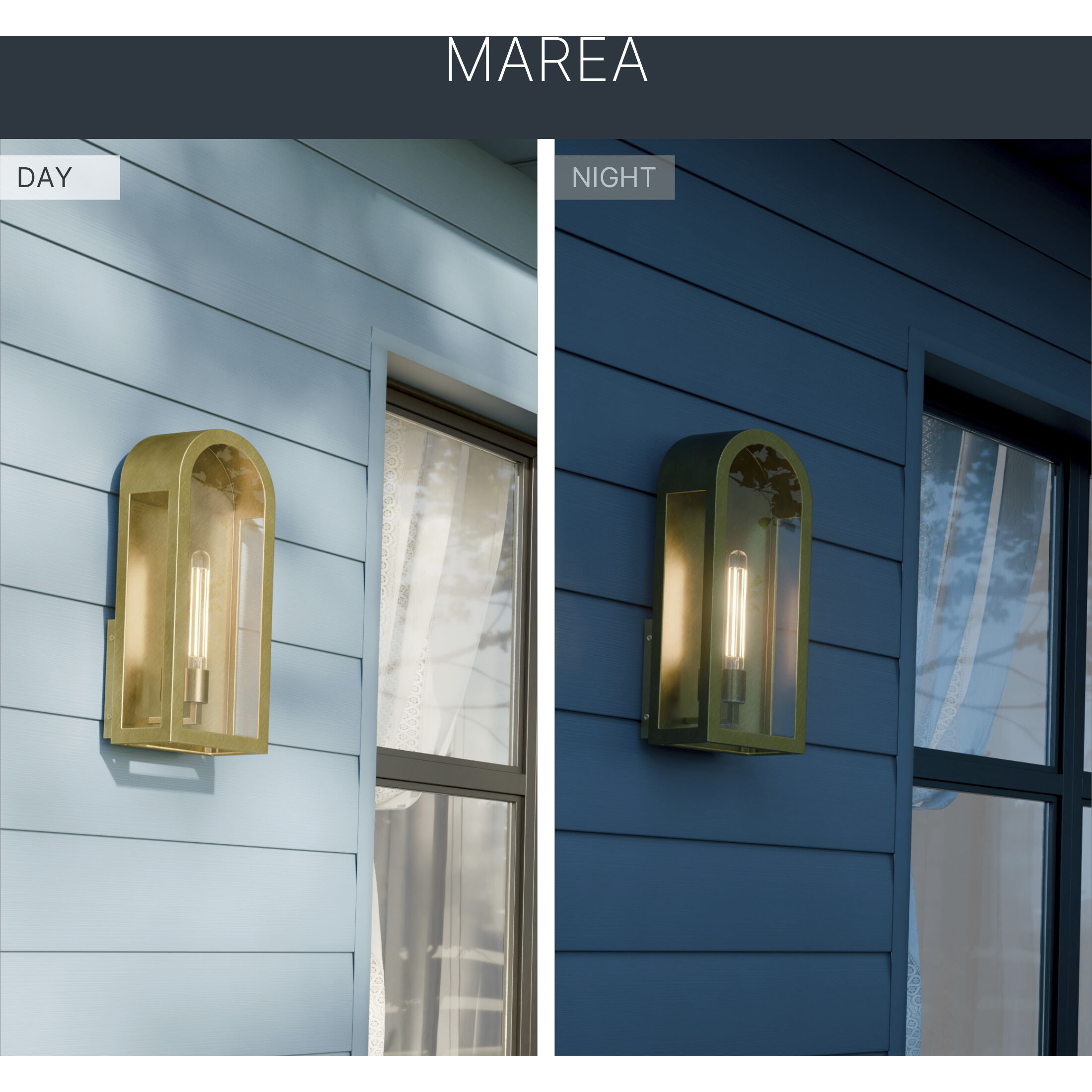 Marea 1 Light 20.25 inch Natural Brass Outdoor Wall Light