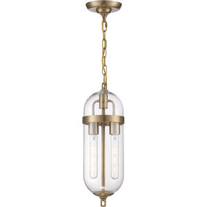 Fathom 2 Light 6 inch Vintage Brass and Clear Pendant Ceiling Light