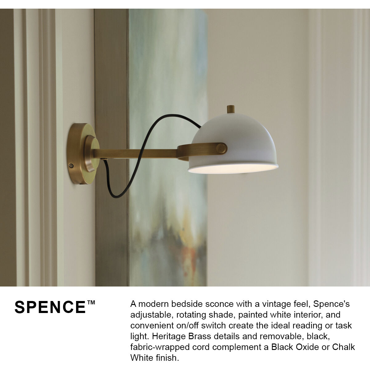Spence 1 Light 7.25 inch Black Oxide with Heritage Brass Interior Wall Mount Wall Light