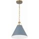 Xavier 1 Light 12 inch Vibrant Gold and Blue Mini Pendant Ceiling Light