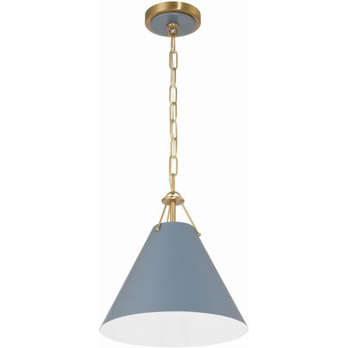 Xavier 1 Light 12 inch Vibrant Gold and Blue Mini Pendant Ceiling Light