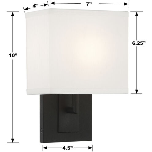 Brent Sconce Wall Light in Black Forged