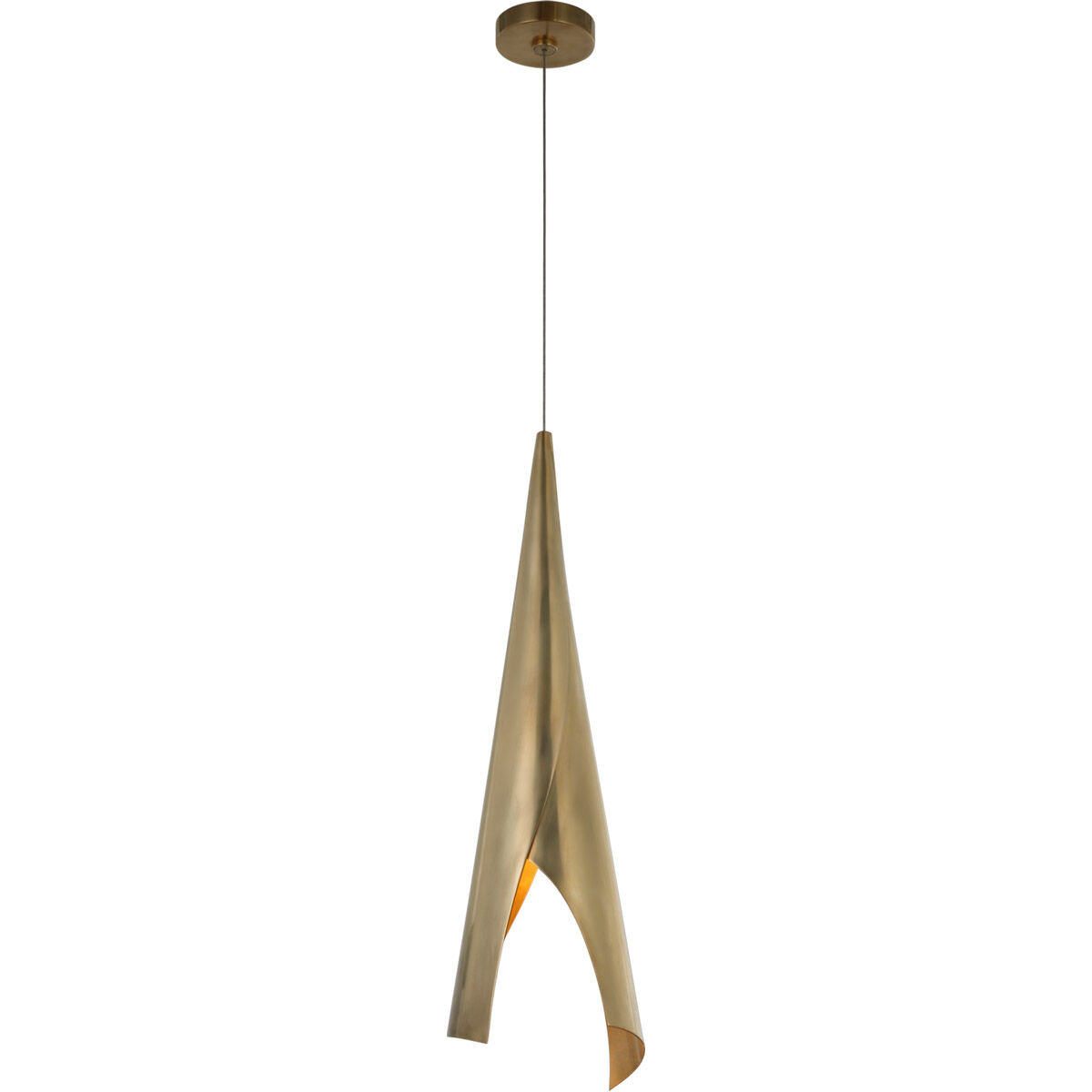 Kelly Wearstler Piel LED 8 inch Antique-Burnished Brass Wrapped Pendant Ceiling Light, Medium