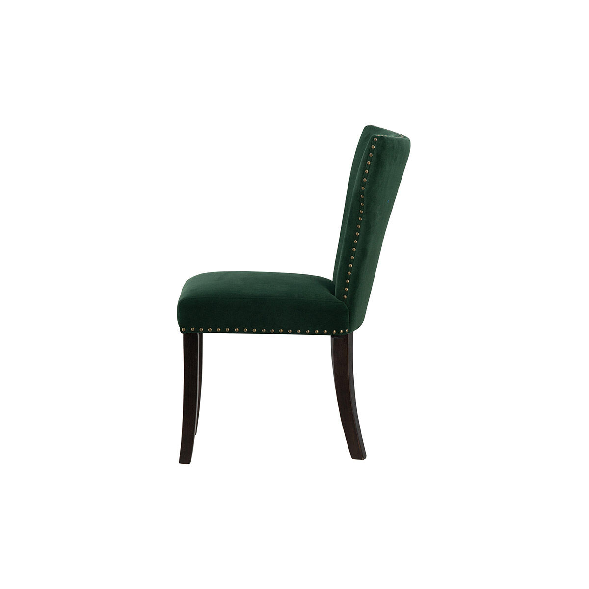 Upholstered Dark Brown/Brass Dining Chair in Green