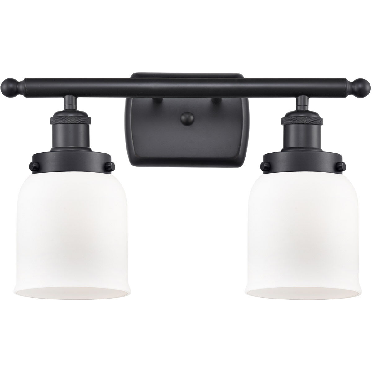 Ballston Small Bell LED 16 inch Matte Black Bath Vanity Light Wall Light in Matte White Glass, Ballston