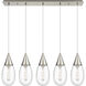 Malone 5 Light 37.75 inch Brushed Satin Nickel Linear Pendant Ceiling Light in Clear Glass