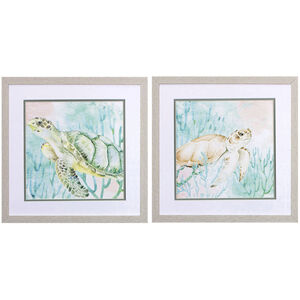 Waterside Turquoise and Teal and Green and Blue Framed Art
