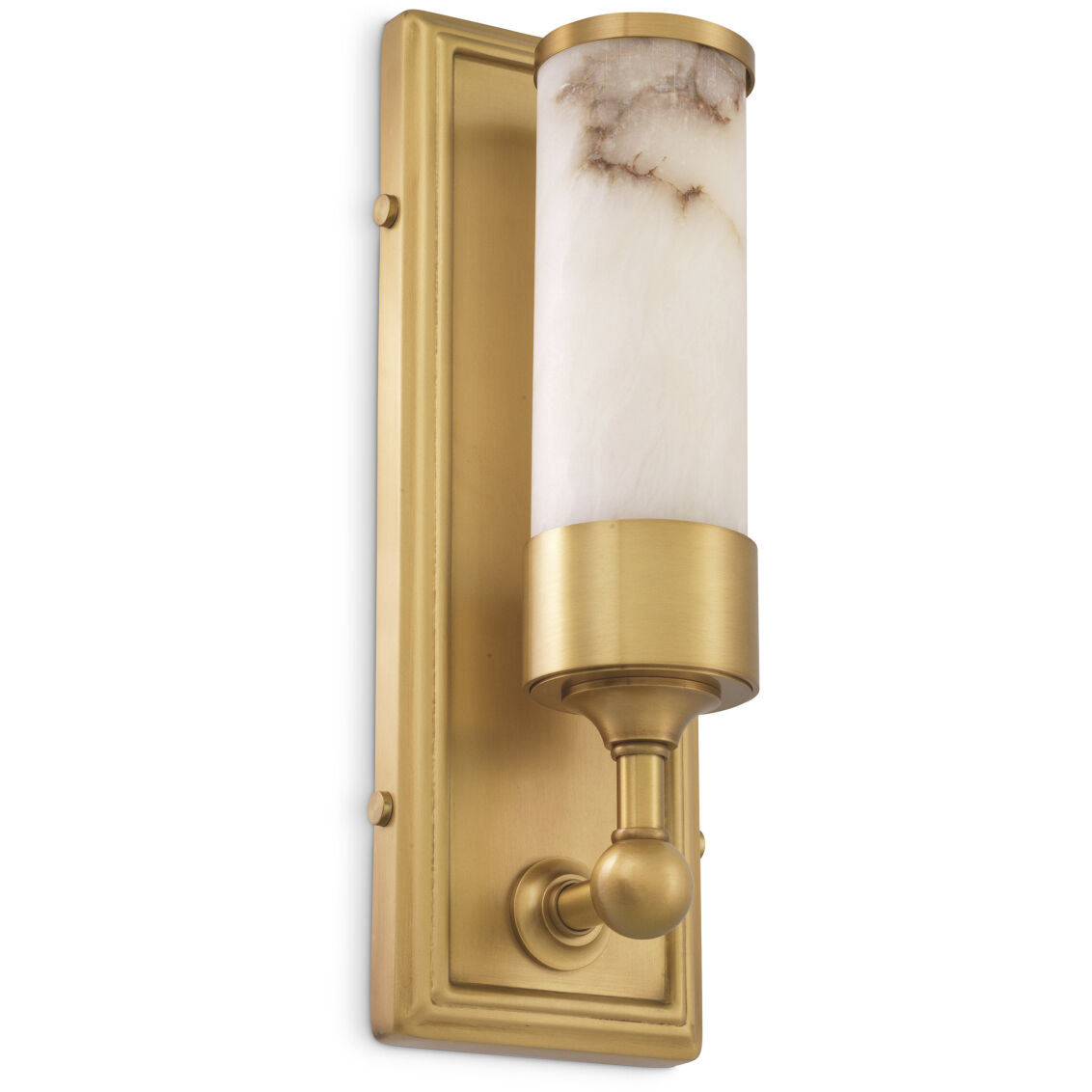 Valentine Wall Lamp Wall Light in Antique Brass with Alabaster
