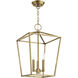 Devone 3 Light 13 inch Antique Brass Convertible Semi Flush/Lantern Ceiling Light