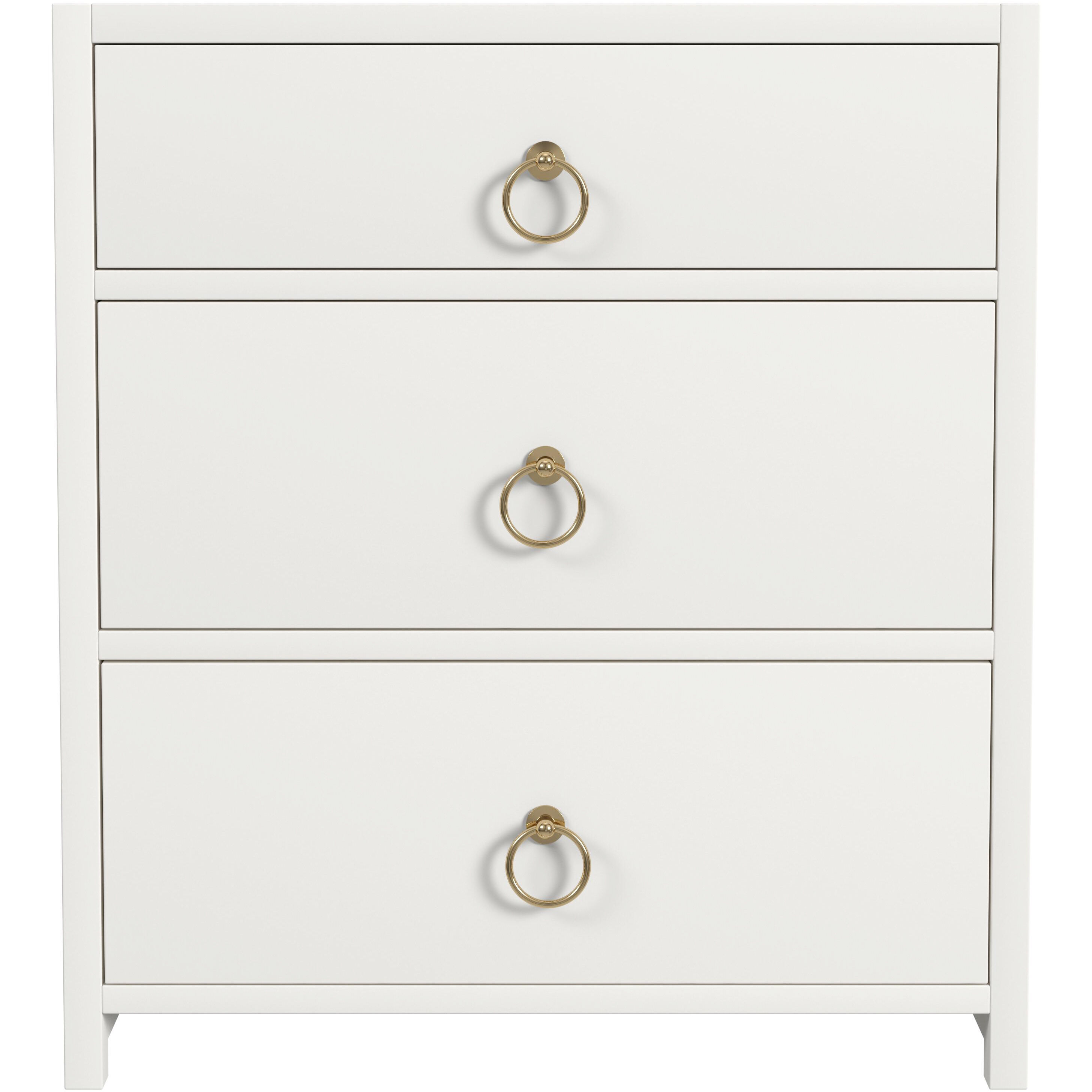 Lark 3 Drawer Nightstand in White