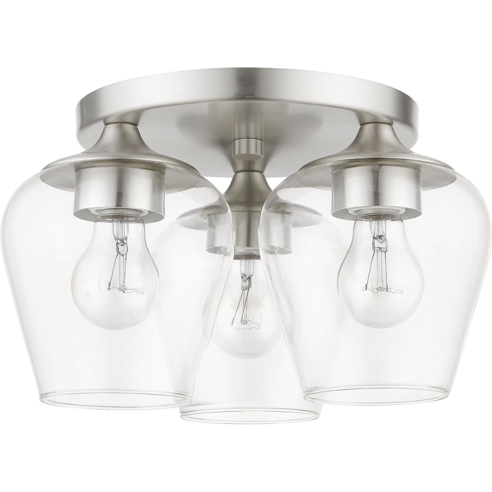 Willow 3 Light 13 inch Brushed Nickel Flush Mount Ceiling Light