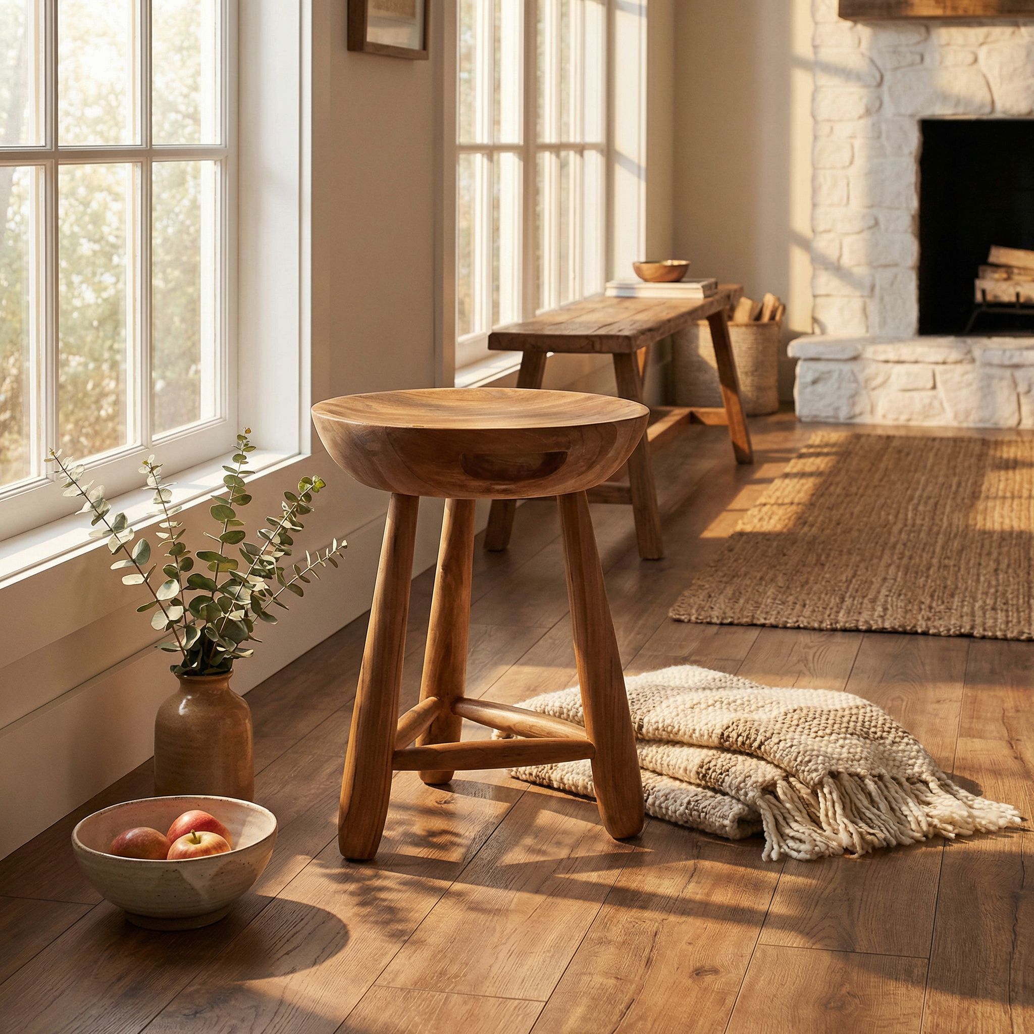 Basel 16.5 inch Clear Coat Semi Gloss Stool