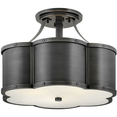 Chance 3 Light 18 inch Blackened Brass Indoor Semi-Flush Mount Ceiling Light