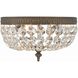 Waltham 2 Light 10 inch English Bronze Flush Ceiling Light in Clear Italian