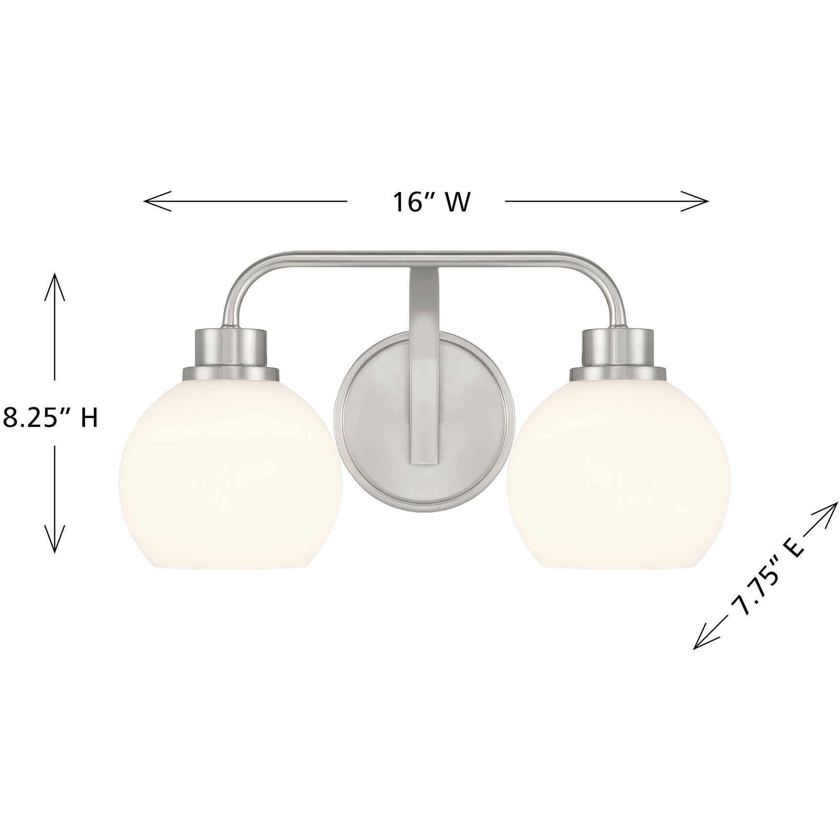Contemporary 2 Light 16 inch Brushed Nickel Bathroom Vanity Light Wall Light