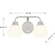 Contemporary 2 Light 16 inch Brushed Nickel Bathroom Vanity Light Wall Light