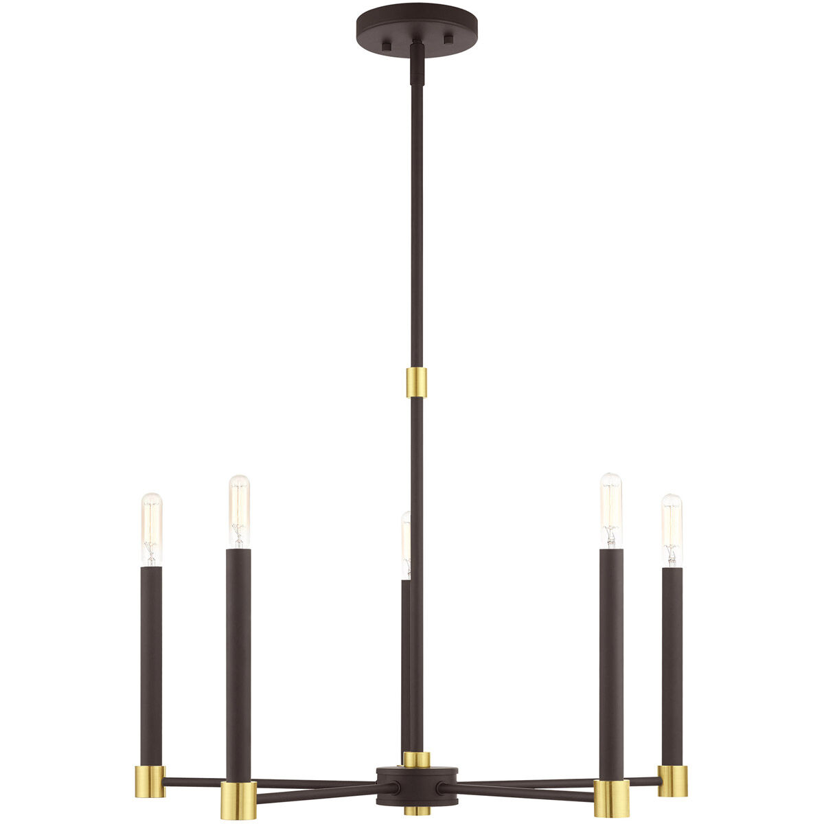 Karlstad 5 Light 24 inch Bronze with Satin Brass Accents Chandelier Ceiling Light
