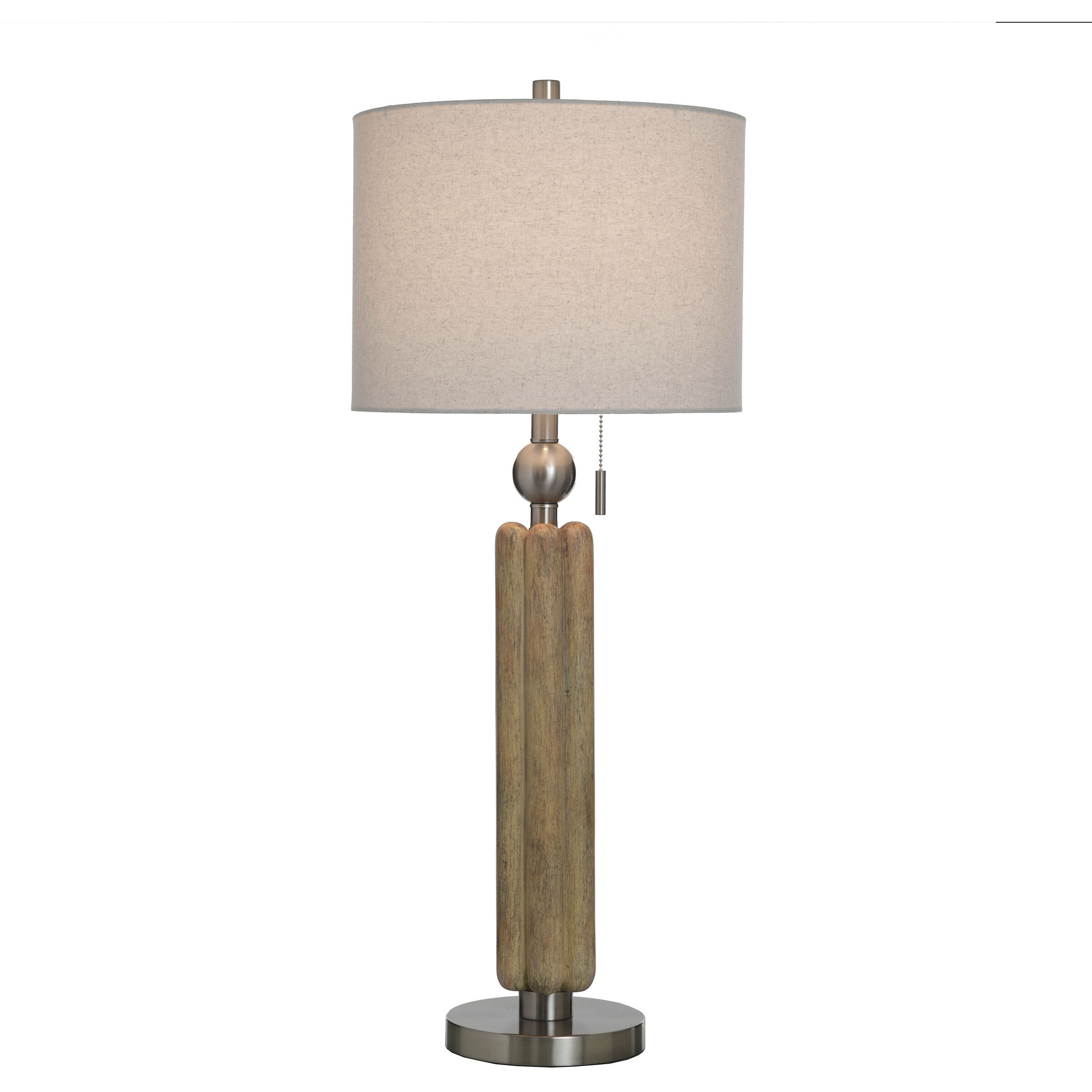 Luke 34.5 inch 100 watt Chadron Silver and Beige Table Lamp Portable Light