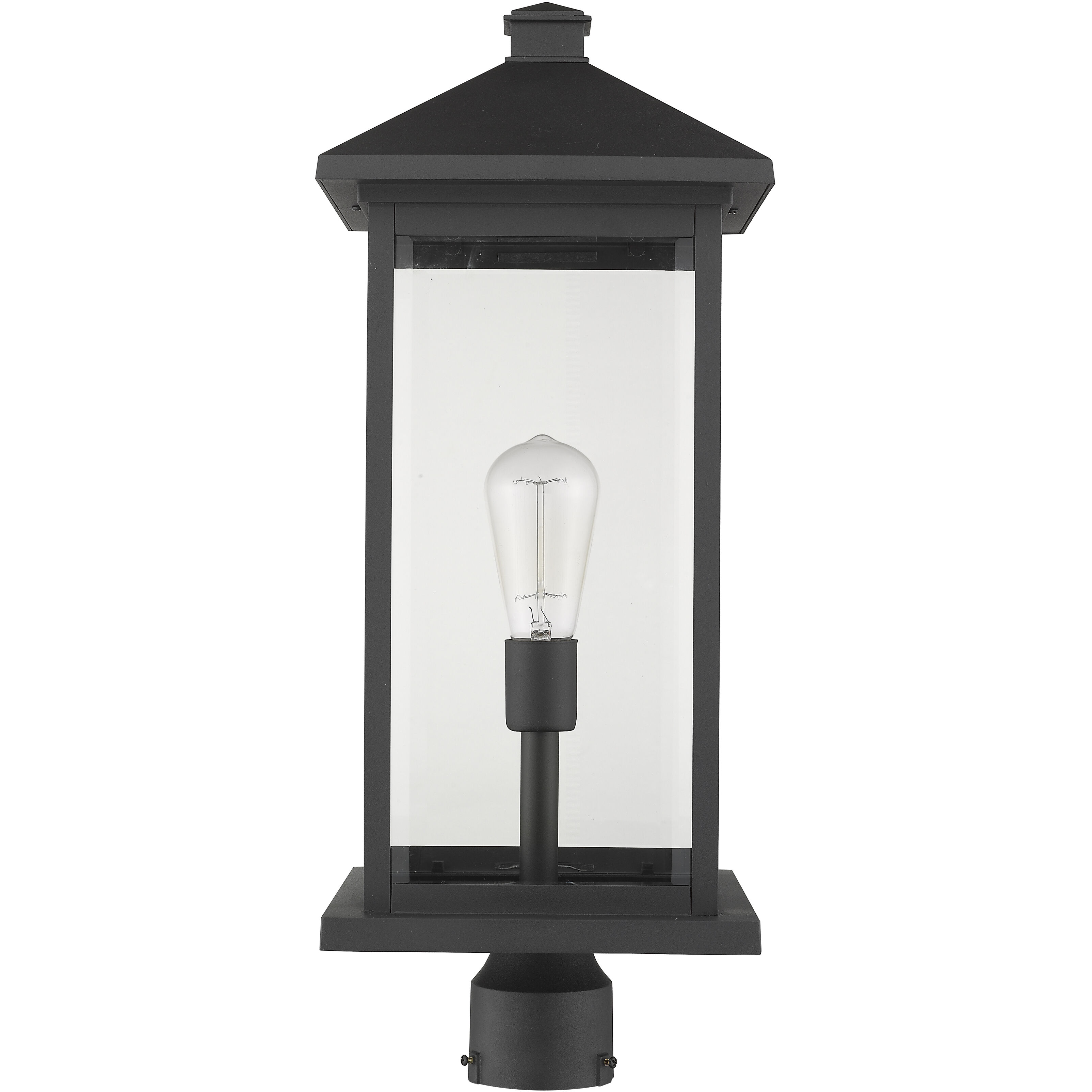 Portland 1 Light 24 inch Black Outdoor Post Mount Fixture in Clear Beveled Glass, 12