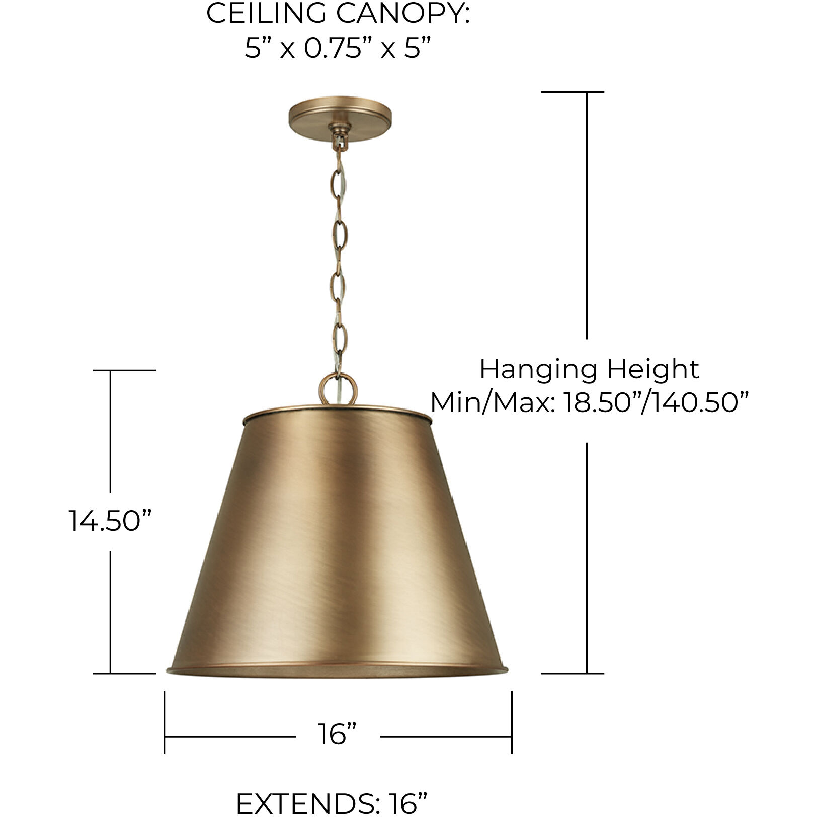 Welker 1 Light 16 inch Aged Brass Pendant Ceiling Light