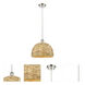 Woven Rattan 1 Light 12 inch Polished Nickel Pendant Ceiling Light