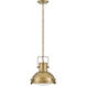 Nautique 1 Light 13 inch Heritage Brass Indoor Pendant Ceiling Light in White