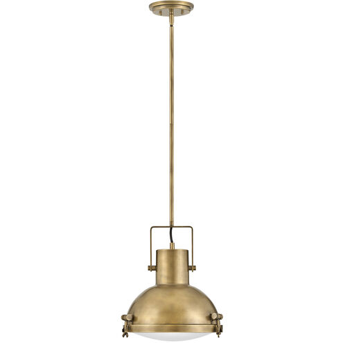 Nautique 1 Light 13 inch Heritage Brass Indoor Pendant Ceiling Light in White