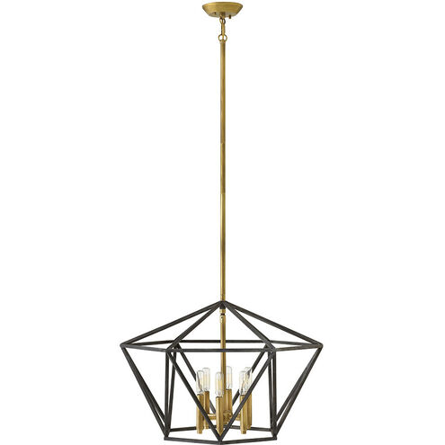 Theory 6 Light 24.25 inch Aged Zinc with Heritage Brass Indoor Chandelier Ceiling Light
