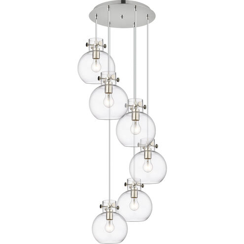 Newton Sphere 6 Light 18.63 inch Polished Nickel Multi Pendant Ceiling Light in Clear Glass