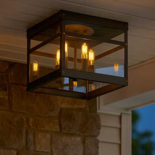 Open Air Porter 4 Light 12 inch Oil Rubbed Bronze Outdoor Flush Mount, Estate Series