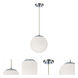 Gaze 1 Light 10 inch Chrome Pendant Ceiling Light in White Frosted Glass