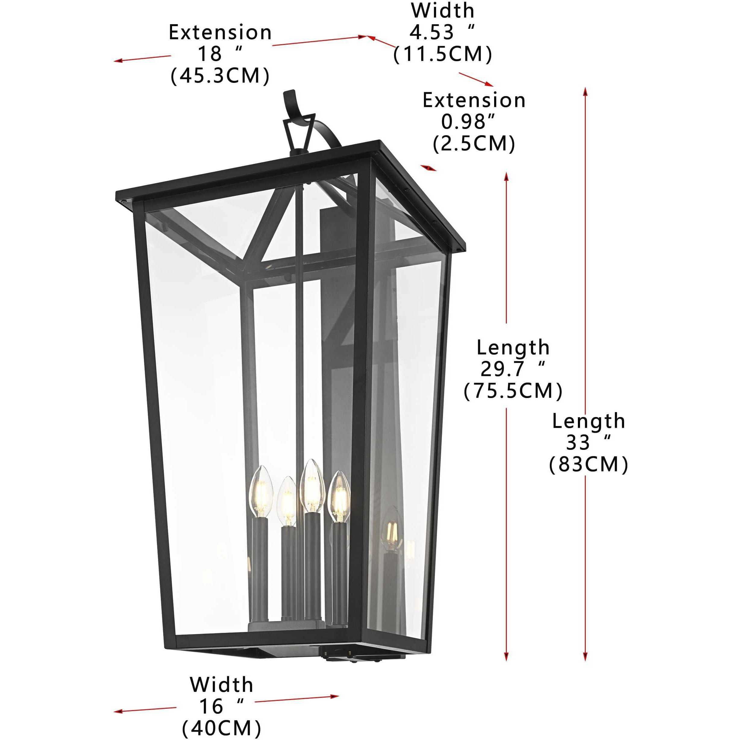 Frankford 4 Light 33 inch Black Outdoor Wall Sconce