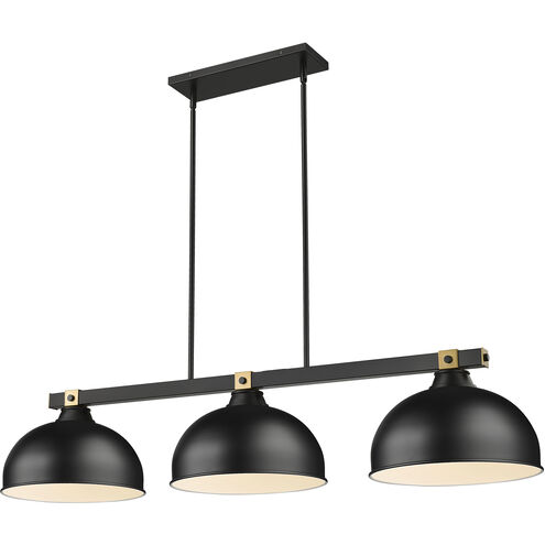 Bronte 3 Light 51.75 inch Matte Black and Rubbed Brass Billiard Light Ceiling Light