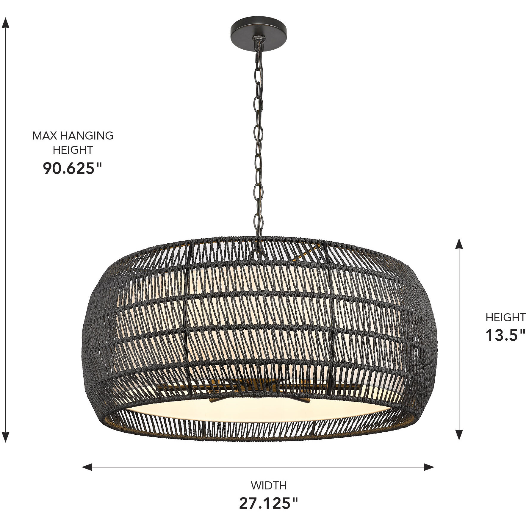 Everly 6 Light 27.13 inch Matte Black Chandelier Ceiling Light in Modern Black Rattan